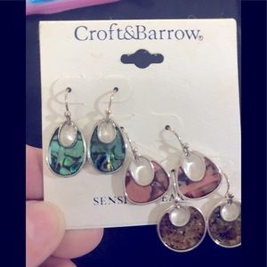 Croft &Barrow earrings 3pair sensitive ears, new